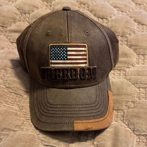 Top of the World Brown Freedom Cap with American Flag
